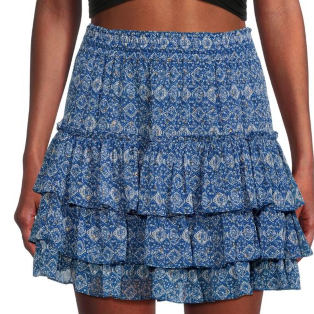 Misa Los Angeles Marina Tiered Floral Mini Skirt